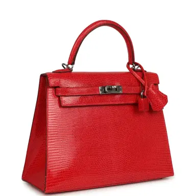 HERMÈS Vintage Hermes Kelly Sellier 25 Rouge Moyen Varanus Niloticus Lizard Ruthenium Hardware | Thumbnail 2 HERMÈS Vintage Hermes Kelly Sellier 25 Rouge Moyen Varanus Niloticus Lizard Ruthenium Hardware | Thumbnail 2