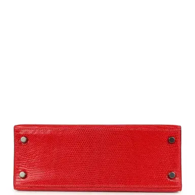 HERMÈS Vintage Hermes Kelly Sellier 25 Rouge Moyen Varanus Niloticus Lizard Ruthenium Hardware | Thumbnail 6 HERMÈS Vintage Hermes Kelly Sellier 25 Rouge Moyen Varanus Niloticus Lizard Ruthenium Hardware | Thumbnail 6