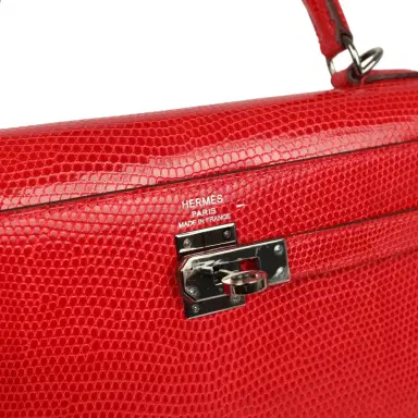 HERMÈS Vintage Hermes Kelly Sellier 25 Rouge Moyen Varanus Niloticus Lizard Ruthenium Hardware | Thumbnail 7 HERMÈS Vintage Hermes Kelly Sellier 25 Rouge Moyen Varanus Niloticus Lizard Ruthenium Hardware | Thumbnail 7
