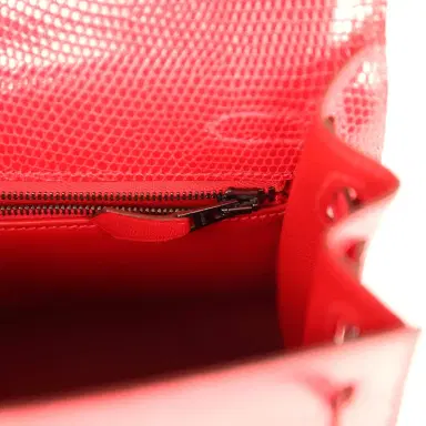 HERMÈS Vintage Hermes Kelly Sellier 25 Rouge Moyen Varanus Niloticus Lizard Ruthenium Hardware | Thumbnail 9 HERMÈS Vintage Hermes Kelly Sellier 25 Rouge Moyen Varanus Niloticus Lizard Ruthenium Hardware | Thumbnail 9