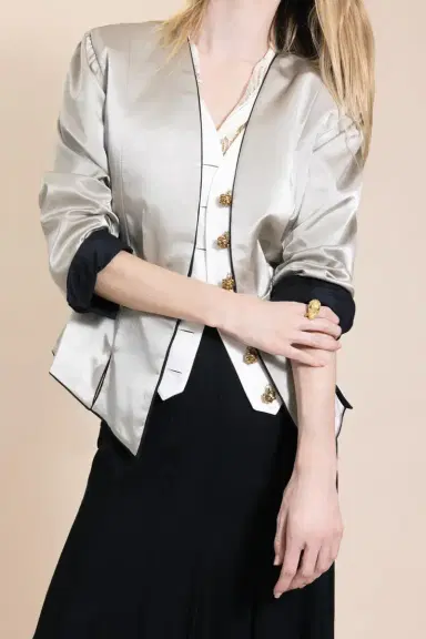 Chloé Shiny Twill Mix Jacket | Thumbnail 3 Chloé Shiny Twill Mix Jacket | Thumbnail 3