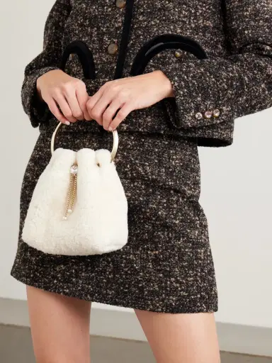 Jimmy Choo Bon Bon Embellished Shearling Bucket Bag | Thumbnail 2 Jimmy Choo Bon Bon Embellished Shearling Bucket Bag | Thumbnail 2