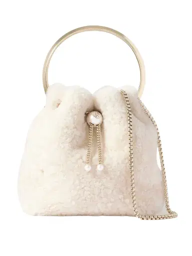 Jimmy Choo Bon Bon Embellished Shearling Bucket Bag | Thumbnail 1 Jimmy Choo Bon Bon Embellished Shearling Bucket Bag | Thumbnail 1