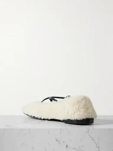 Jimmy Choo Eleri Embellished Patent Leather-trimmed Shearling Ballet Flats | Thumbnail 3 Jimmy Choo Eleri Embellished Patent Leather-trimmed Shearling Ballet Flats | Thumbnail 3
