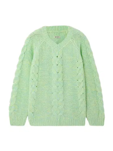BODE Eiderdown Cable-knit Alpaca, Mohair And Silk-blend Sweater | Thumbnail 1 BODE Eiderdown Cable-knit Alpaca, Mohair And Silk-blend Sweater | Thumbnail 1