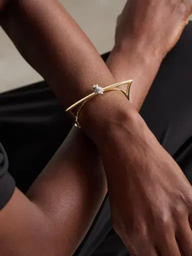 YEPREM Strada 18-karat Yellow And White Gold Diamond Bangle | Thumbnail 2