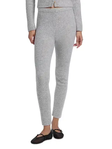 The Elder Statesman Women's Rib-Knit Cashmere-Silk Pants | Thumbnail 3