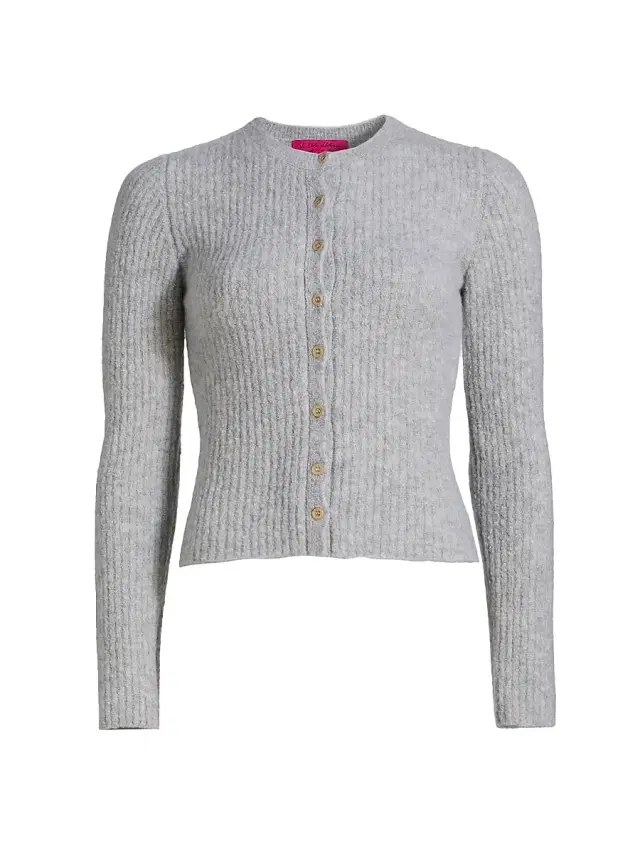 The Elder Statesman Women's Rib-Knit Cashmere-Silk Cardigan - Heather Grey