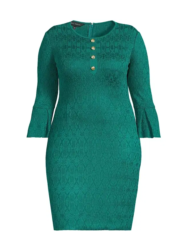 Ming Wang Women's Plus Tonal Multi-Stitch Sheath Knee-Length Dress - Everest