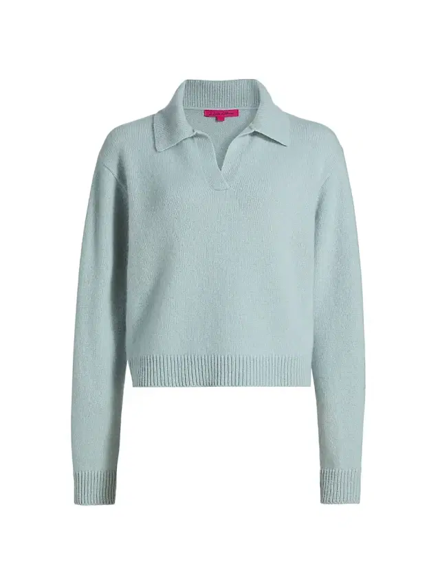 Women's Cashmere Polo Sweater - Bluebelle Women's Cashmere Polo Sweater - Bluebelle