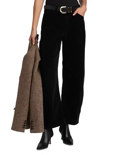 Nili Lotan Women's Tribeca Corduroy Barrel-Leg Crop Pants - Jet Black | Thumbnail 3 Nili Lotan Women's Tribeca Corduroy Barrel-Leg Crop Pants - Jet Black | Thumbnail 3
