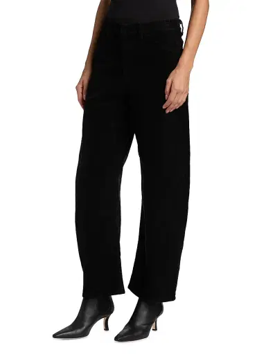 Nili Lotan Women's Tribeca Corduroy Barrel-Leg Crop Pants - Jet Black | Thumbnail 4 Nili Lotan Women's Tribeca Corduroy Barrel-Leg Crop Pants - Jet Black | Thumbnail 4