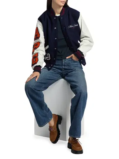 Marc Jacobs x A.P.C. Women's A. P.C. x Marc Jacobs The Varsity Jacket - Dark Navy White - Size XL | Thumbnail 2 Marc Jacobs x A.P.C. Women's A. P.C. x Marc Jacobs The Varsity Jacket - Dark Navy White - Size XL | Thumbnail 2