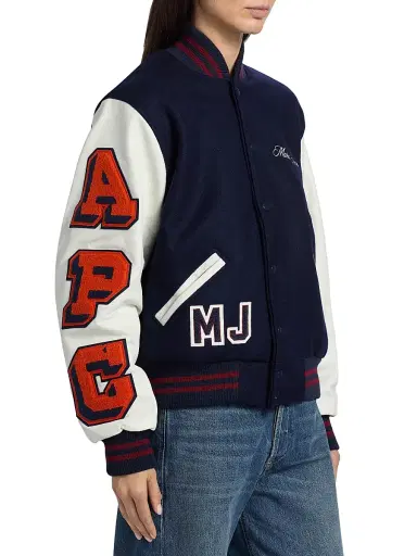 Marc Jacobs x A.P.C. Women's A. P.C. x Marc Jacobs The Varsity Jacket - Dark Navy White - Size XL | Thumbnail 4 Marc Jacobs x A.P.C. Women's A. P.C. x Marc Jacobs The Varsity Jacket - Dark Navy White - Size XL | Thumbnail 4
