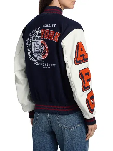 Marc Jacobs x A.P.C. Women's A. P.C. x Marc Jacobs The Varsity Jacket - Dark Navy White - Size XL | Thumbnail 5 Marc Jacobs x A.P.C. Women's A. P.C. x Marc Jacobs The Varsity Jacket - Dark Navy White - Size XL | Thumbnail 5