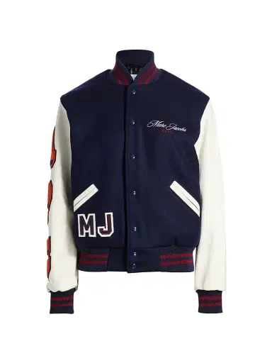 Marc Jacobs x A.P.C. Women's A. P.C. x Marc Jacobs The Varsity Jacket - Dark Navy White - Size XL | Thumbnail 1 Marc Jacobs x A.P.C. Women's A. P.C. x Marc Jacobs The Varsity Jacket - Dark Navy White - Size XL | Thumbnail 1