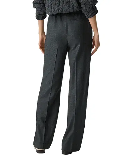 Theory Women's Virgin Wool Wide-Leg Pants - New Charcoal Melange | Thumbnail 5
