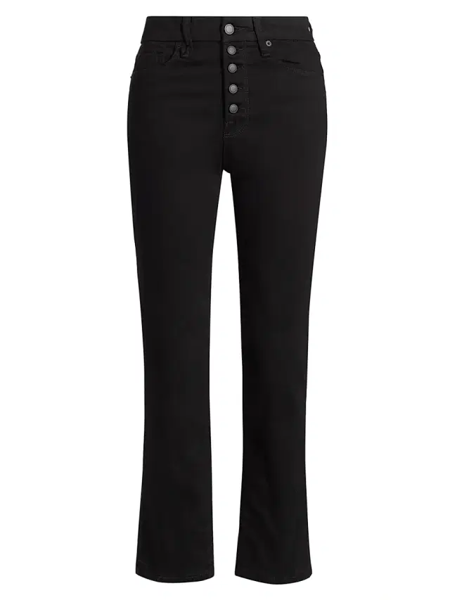 Good American Women's Never Fades Good Legs Straight-Leg Jeans - Black