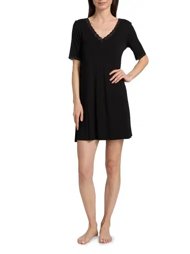 Natori Women's Feathers Essentials Lace-Trim A-line Minidress - Black - Size Small | Thumbnail 2 Natori Women's Feathers Essentials Lace-Trim A-line Minidress - Black - Size Small | Thumbnail 2