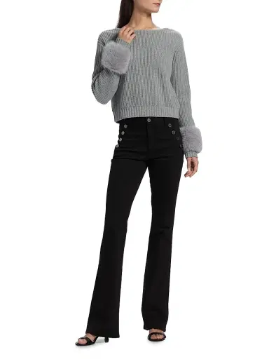 Ramy Brook Women's Lisa Ribbed Wool-Blend Sweater - Heather Grey | Thumbnail 2