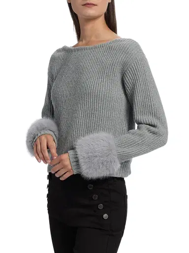 Ramy Brook Women's Lisa Ribbed Wool-Blend Sweater - Heather Grey | Thumbnail 4