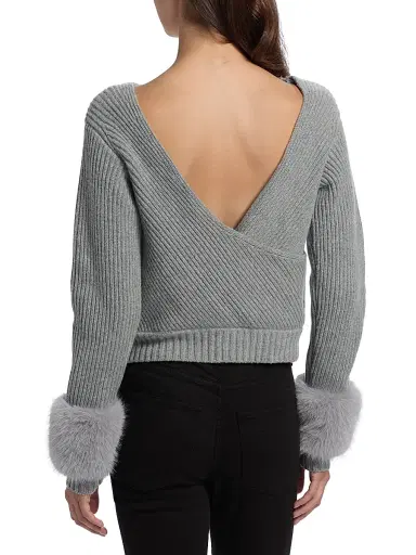 Ramy Brook Women's Lisa Ribbed Wool-Blend Sweater - Heather Grey | Thumbnail 5