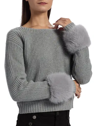Ramy Brook Women's Lisa Ribbed Wool-Blend Sweater - Heather Grey | Thumbnail 6