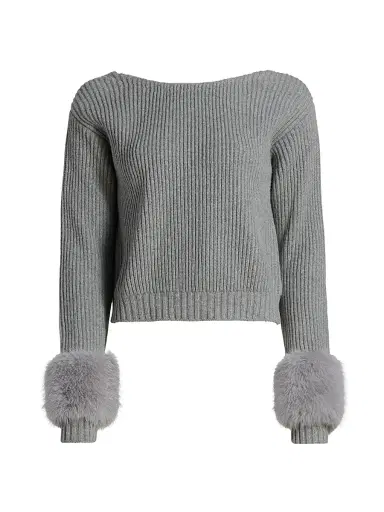Ramy Brook Women's Lisa Ribbed Wool-Blend Sweater - Heather Grey | Thumbnail 1