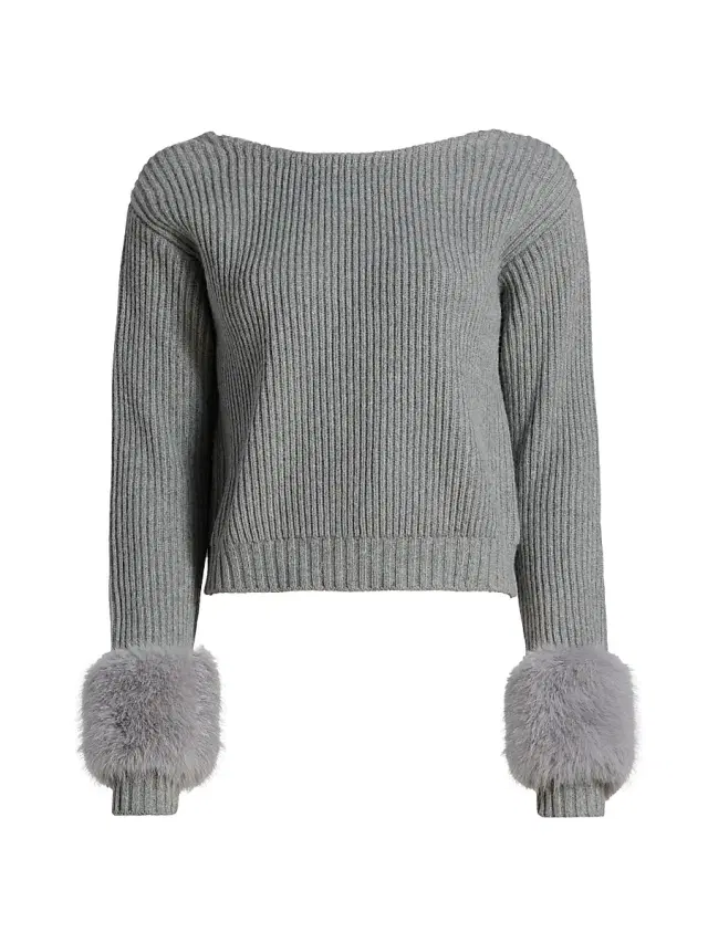 Ramy Brook Women's Lisa Ribbed Wool-Blend Sweater - Heather Grey