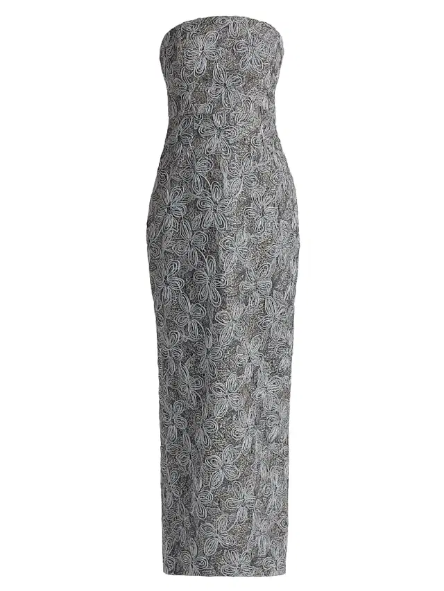 Milly Women's Meredith Floral-Embroidered Maxi Dress - Silver Multi