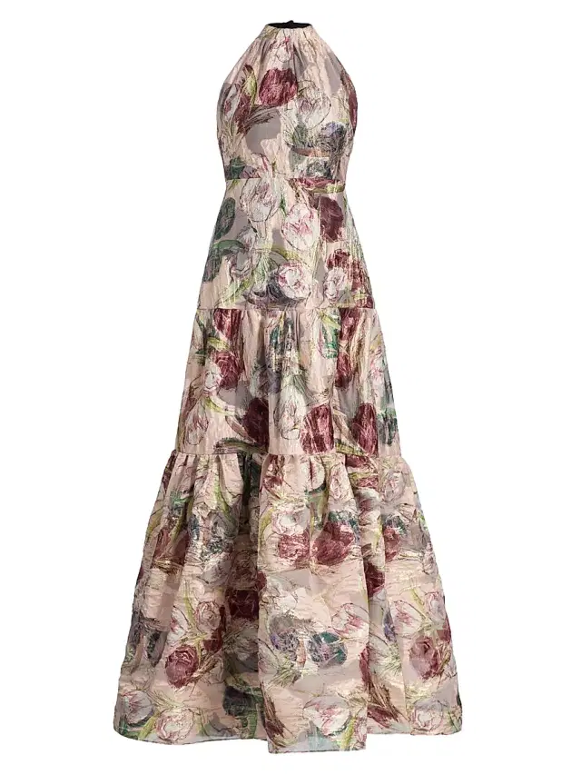 Milly Women's Gizelle Brocade Halterneck Gown - Blush Multi