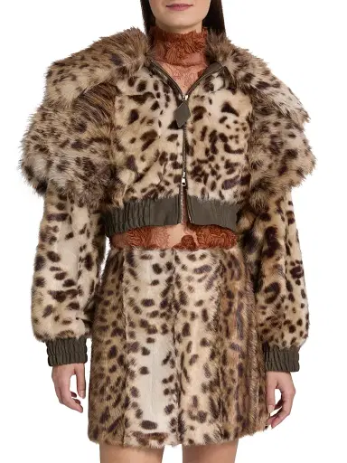 Aknvas Women's Valde Faux Fur Lynx Bomber Jacket | Thumbnail 3 Aknvas Women's Valde Faux Fur Lynx Bomber Jacket | Thumbnail 3