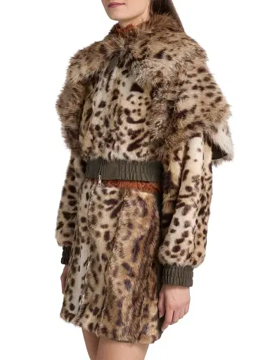 Aknvas Women's Valde Faux Fur Lynx Bomber Jacket | Thumbnail 4 Aknvas Women's Valde Faux Fur Lynx Bomber Jacket | Thumbnail 4