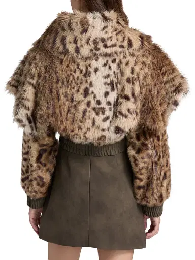 Aknvas Women's Valde Faux Fur Lynx Bomber Jacket | Thumbnail 5 Aknvas Women's Valde Faux Fur Lynx Bomber Jacket | Thumbnail 5
