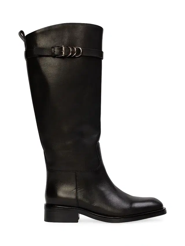 Women's Ashley Leather Rider Boots - Black Leather