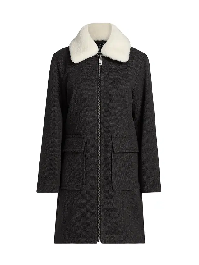 Mercer Collective Women's Faux-Fur Collar Car Coat - Charcoal