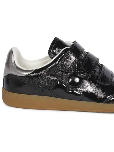Isabel Marant Women's Festive Beth Leather Sneakers - Black Silver | Thumbnail 5
