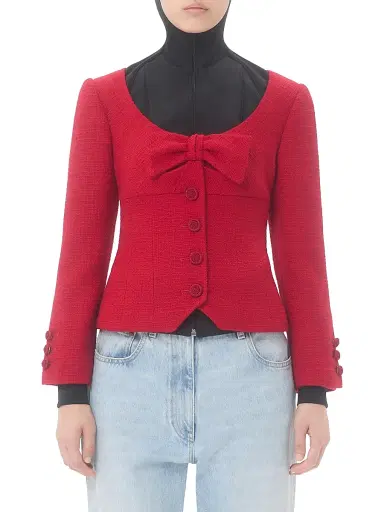 Valentino Garavani Women's Short Jacket in Plain Wool Tweed - Paris | Thumbnail 2 Valentino Garavani Women's Short Jacket in Plain Wool Tweed - Paris | Thumbnail 2