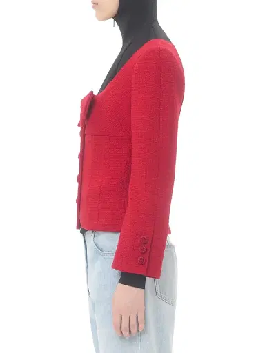 Valentino Garavani Women's Short Jacket in Plain Wool Tweed - Paris | Thumbnail 3 Valentino Garavani Women's Short Jacket in Plain Wool Tweed - Paris | Thumbnail 3