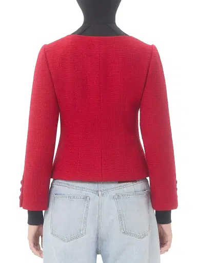 Valentino Garavani Women's Short Jacket in Plain Wool Tweed - Paris | Thumbnail 4 Valentino Garavani Women's Short Jacket in Plain Wool Tweed - Paris | Thumbnail 4