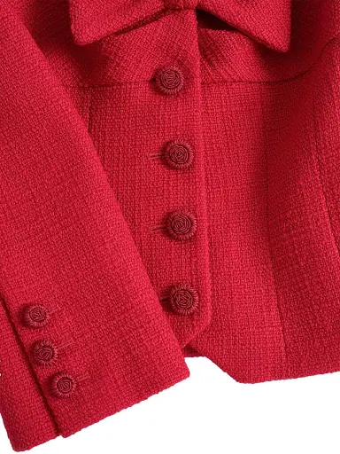 Valentino Garavani Women's Short Jacket in Plain Wool Tweed - Paris | Thumbnail 6 Valentino Garavani Women's Short Jacket in Plain Wool Tweed - Paris | Thumbnail 6