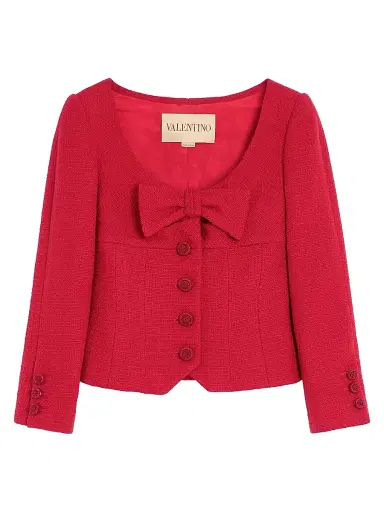 Valentino Garavani Women's Short Jacket in Plain Wool Tweed - Paris | Thumbnail 1 Valentino Garavani Women's Short Jacket in Plain Wool Tweed - Paris | Thumbnail 1