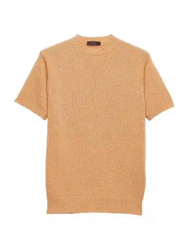 Prada Men's Short-Sleeved Wool and Cashmere Sweater - Beige | Thumbnail 1 Prada Men's Short-Sleeved Wool and Cashmere Sweater - Beige | Thumbnail 1