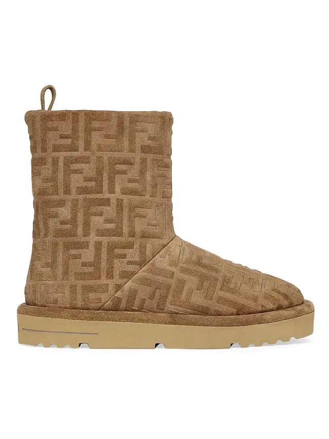 Women's FF Logo Shearling-Lined Suede Ankle Boots - Tabacco