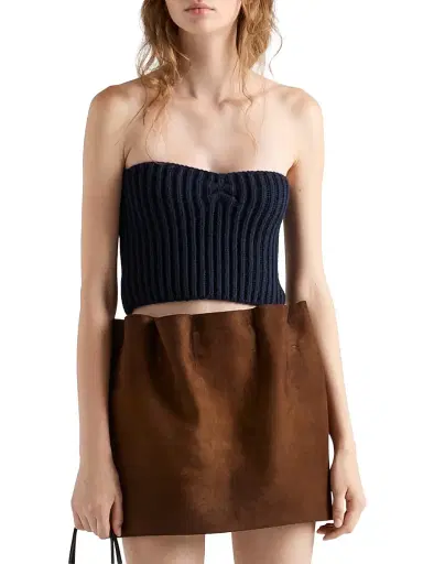 Prada Women's Cashmere and Wool Bandeau Top - Blue | Thumbnail 2 Prada Women's Cashmere and Wool Bandeau Top - Blue | Thumbnail 2