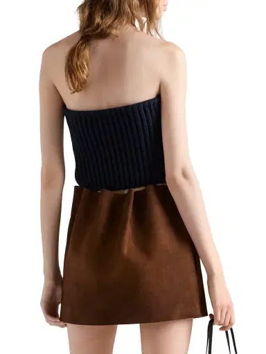Prada Women's Cashmere and Wool Bandeau Top - Blue | Thumbnail 4 Prada Women's Cashmere and Wool Bandeau Top - Blue | Thumbnail 4
