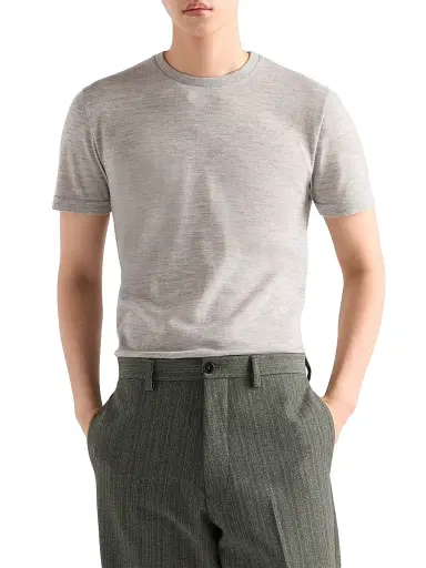 Prada Men's Oversized Cashmere T-Shirt | Thumbnail 2