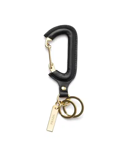 Prada Men's Leather Key Ring - Black | Thumbnail 1