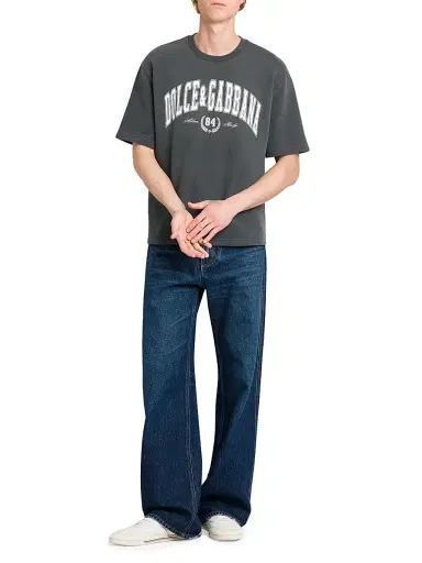 Dolce & Gabbana Men's Logo Cotton Crewneck T-Shirt - Grigioscurissimo | Thumbnail 2