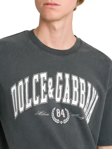 Dolce & Gabbana Men's Logo Cotton Crewneck T-Shirt - Grigioscurissimo | Thumbnail 6